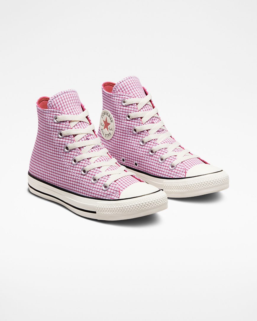 Women's Converse Chuck Taylor All Star Checkered High Top Shoes Purple | AU 90135U